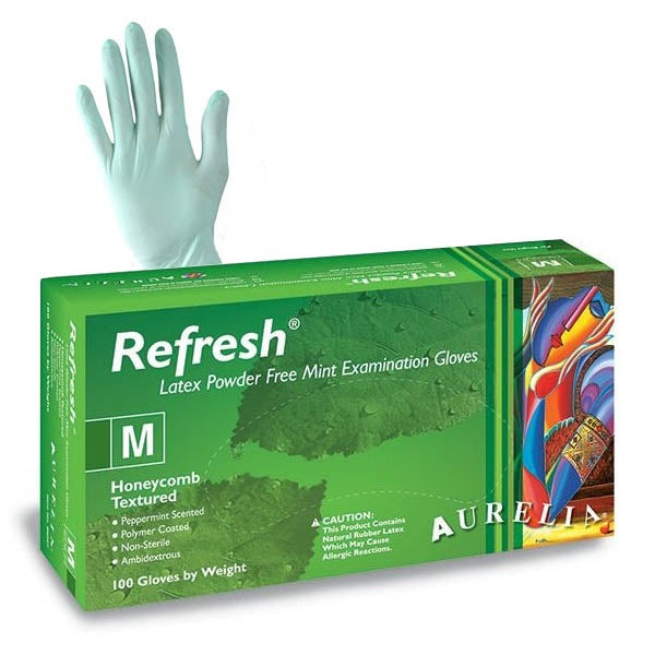 Aurelia® Refresh® Powder Free Latex Examination Gloves - Peppermint - S - 100