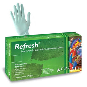 Aurelia® Refresh® Powder Free Latex Examination Gloves - Peppermint - S - 100