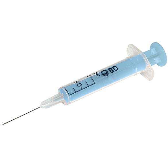 BD Flu+ syringes, 23G, 0.25-1ml, 25mm length, 1", Blue , Box of 200