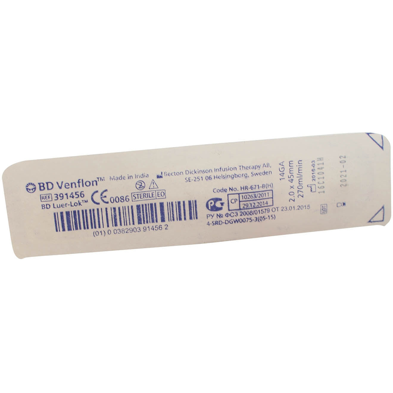 BD Venflon Peripheral IV Catheter Ported 14g, 45mm Winged - Single