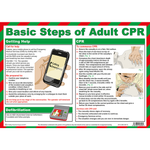 Basic Steps of Adult CPR A3 Poster, Laminated