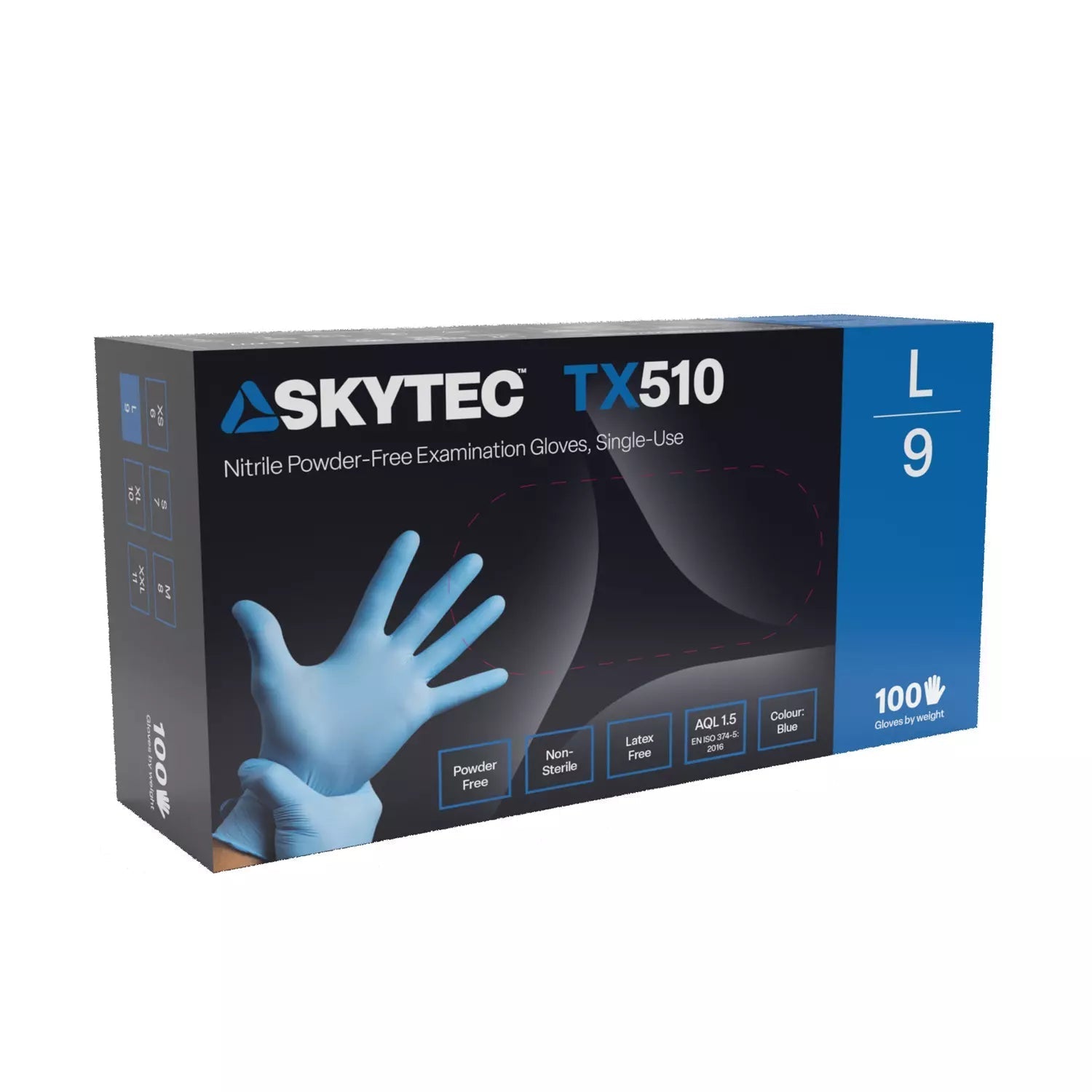 Blue Nitrile Exam Gloves - Large - Box of 100