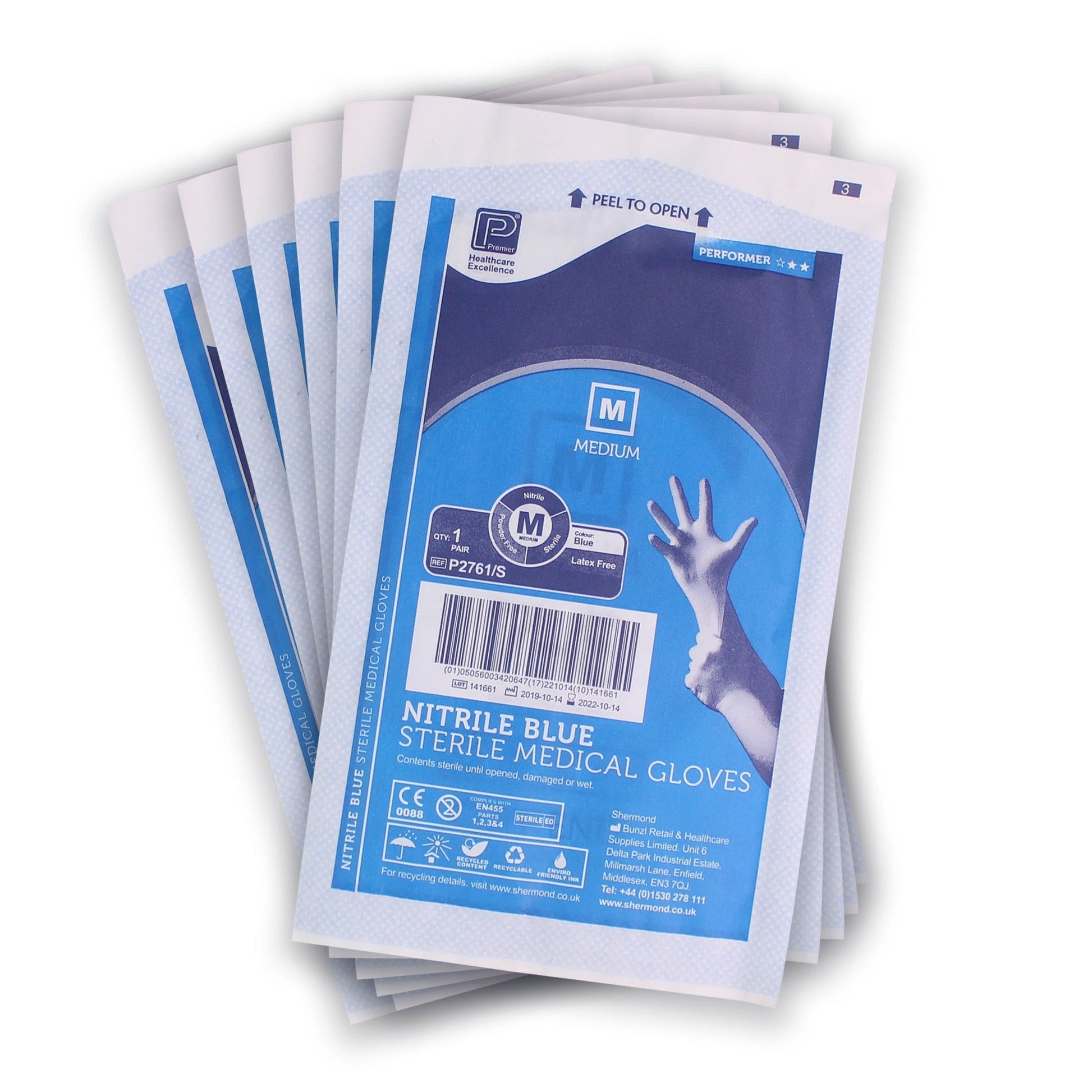 Blue Sterile Nitrile Gloves Pair Single - Large