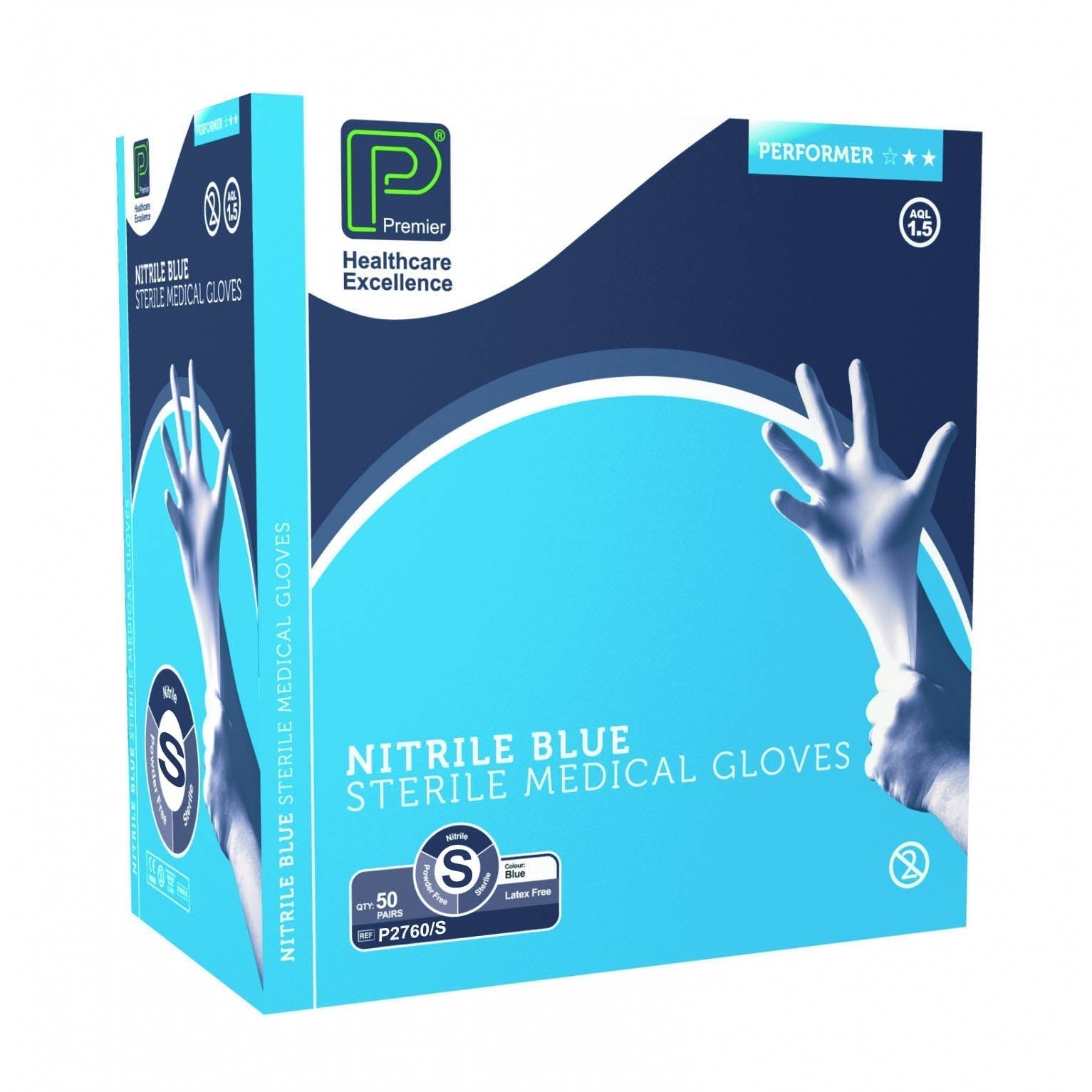 Blue Sterile Nitrile Gloves - Small x 1 Pair