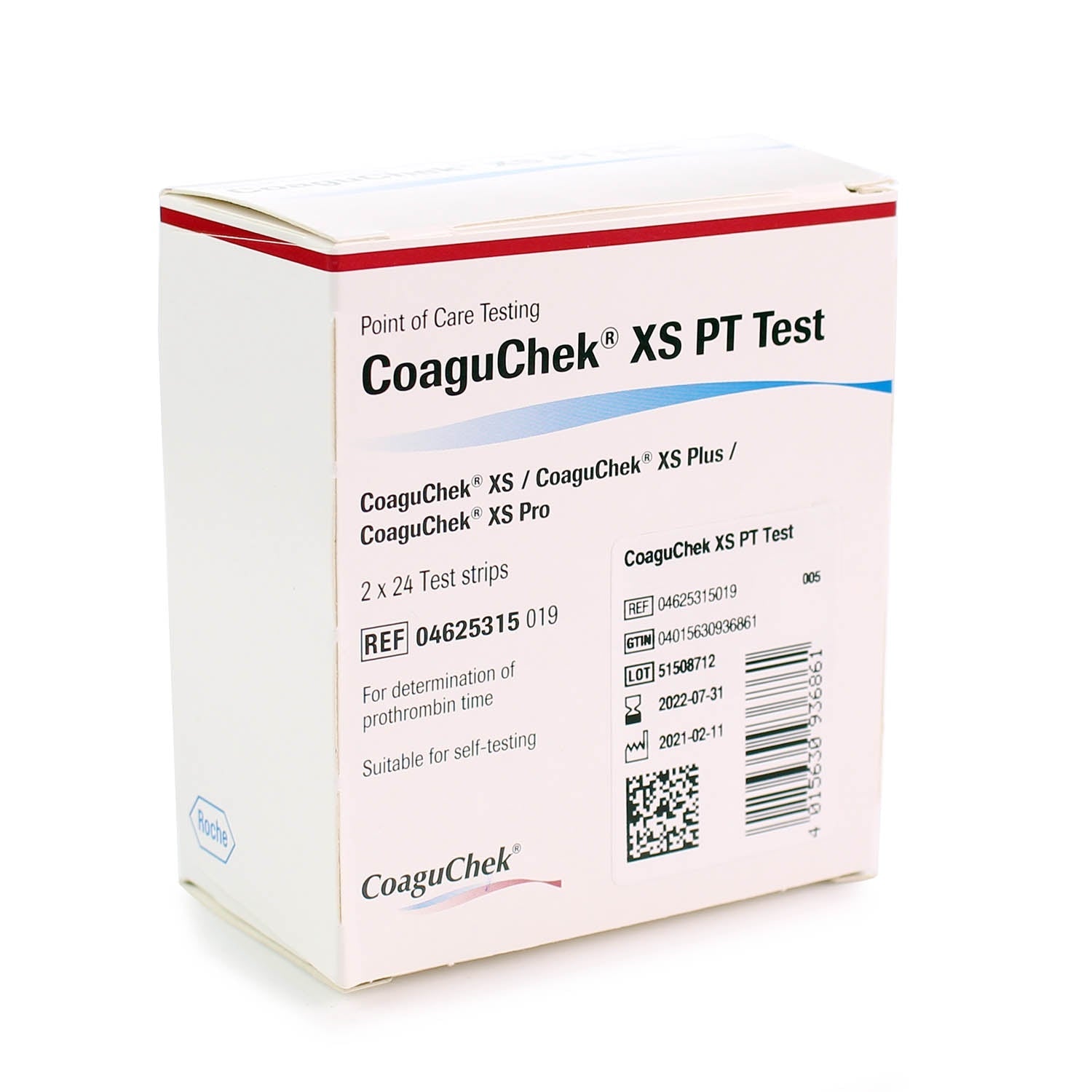 CoaguChek XS PT Test Strips - 2 x 24 (48 Test Strips) - Roche