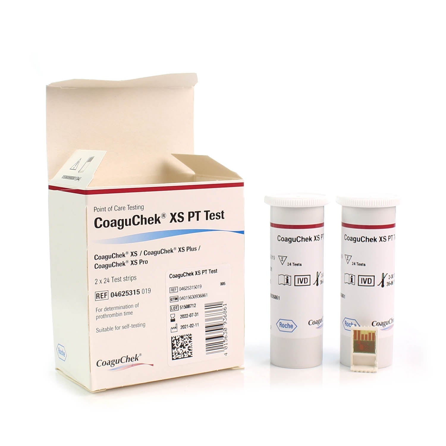 CoaguChek XS PT Test Strips - 2 x 24 (48 Test Strips) - Roche