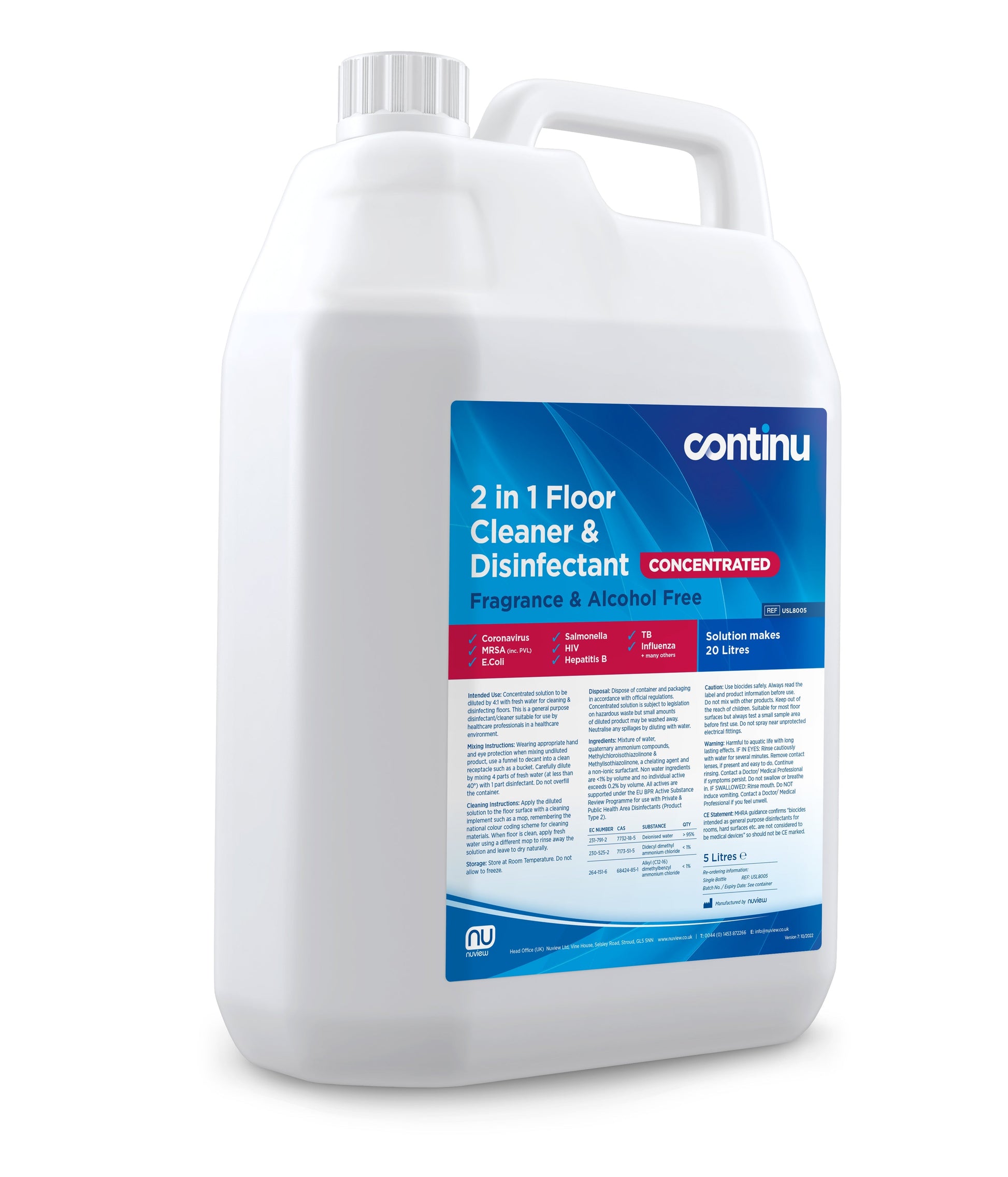 Continu 2 in 1 Surface Cleaner & Disinfectant - 5 Litres