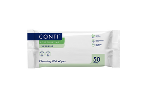 Conti® Large Post Toileting Cleansing Wet Wipes - Fragrance Free - 50 Wipes