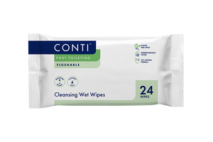 Conti® Post Toileting Cleansing Wet Wipes - Fragrance Free - 24 Wipes