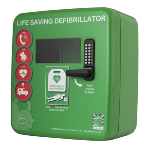 Defibstore 4000 - Defib Cabinet w/ Heater & Light - Keypad Lock - Green