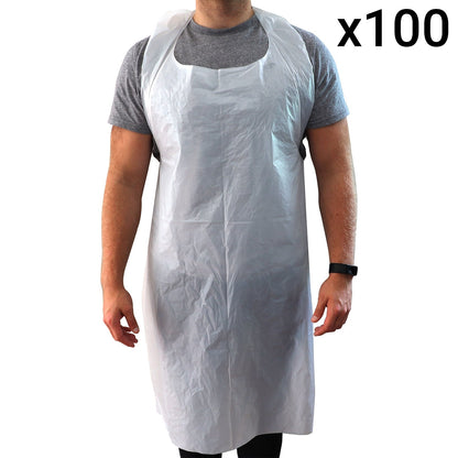 Disposable Aprons -White- 16 Micron x 100