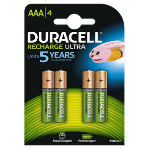 Duracell Recharge Ultra AAA Batteries NiMH 850mAh - Pack of 4