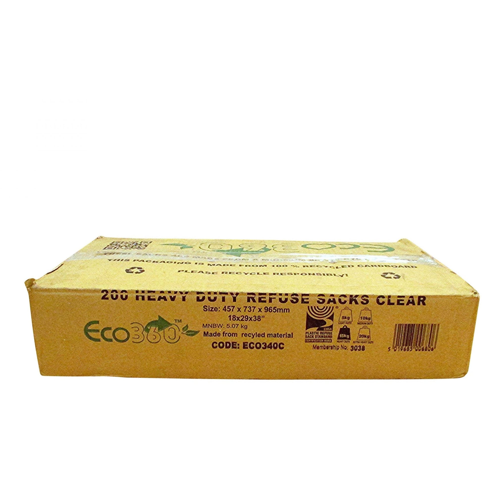 ECO 360 Heavy duty - 18x29x38 Clear Bin liner - Box of 200