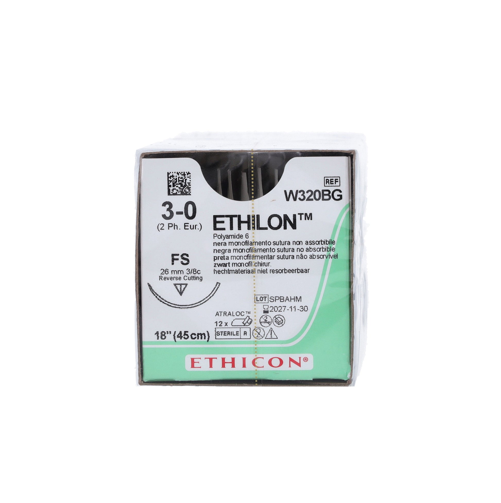 Ethilon Suture - 26mm 45cm - 3.0 USP x 12