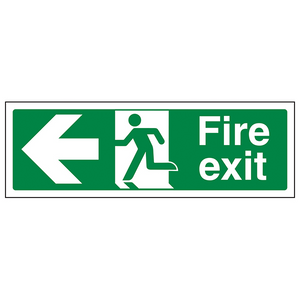 Fire Exit Sign - Man Running with Arrow Left - Vinyl