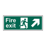 Fire Exit Sign - Man Running with Arrow Right Up - Vinyl