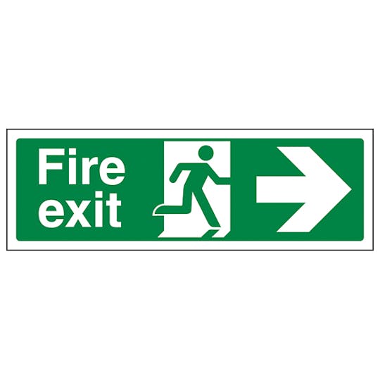 Fire Exit Sign - Man Running with Arrow Right - Vinyl