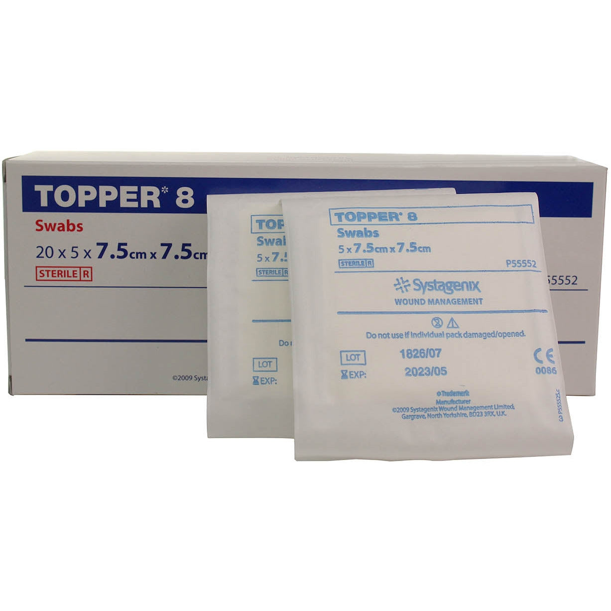 J&J Topper 8 Gauze Swabs: 7.5 x 7.5cm - Box of 20 (4 Packs of 5)