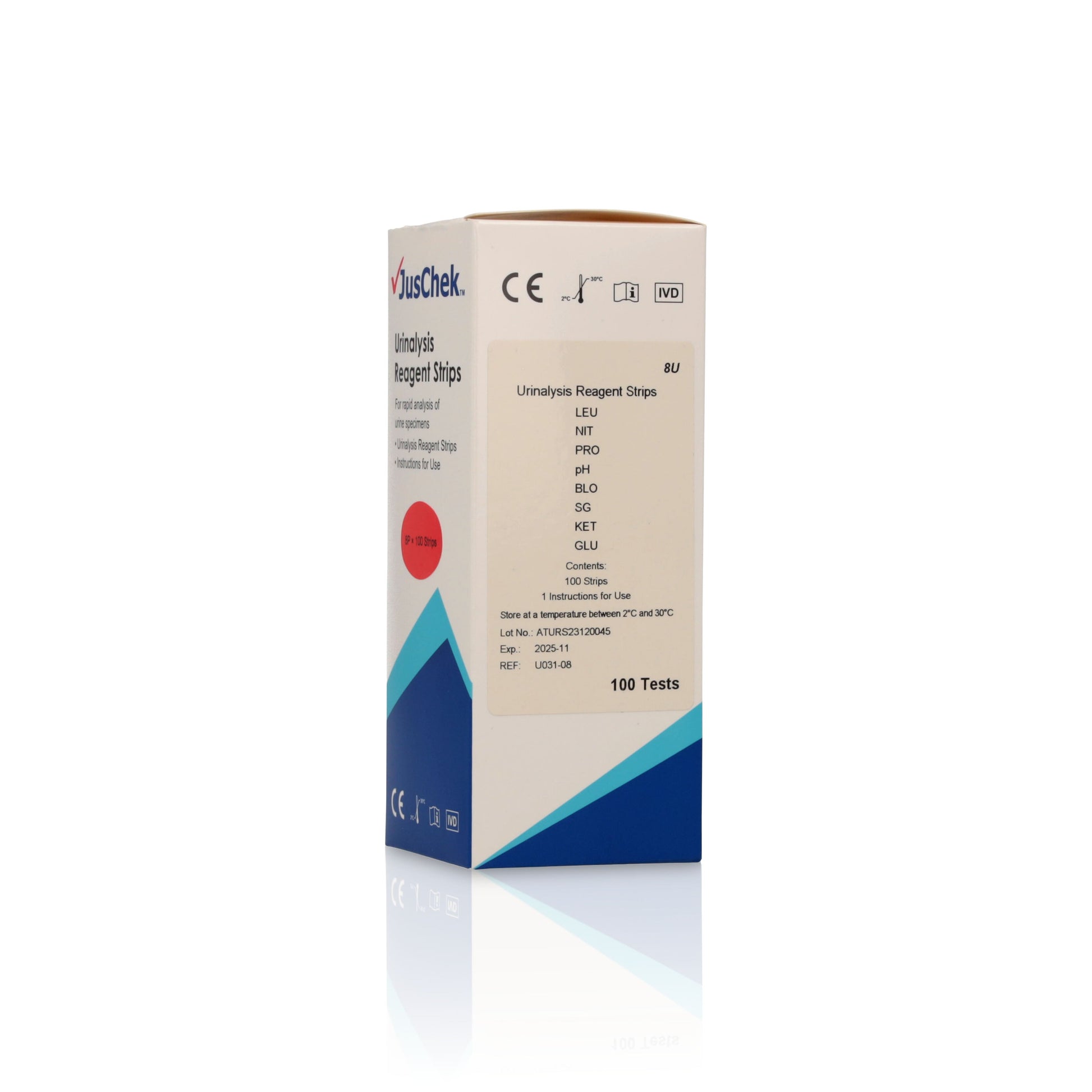 Juschek Urinalysis Strips - 8 Parameter (x100 Strips)