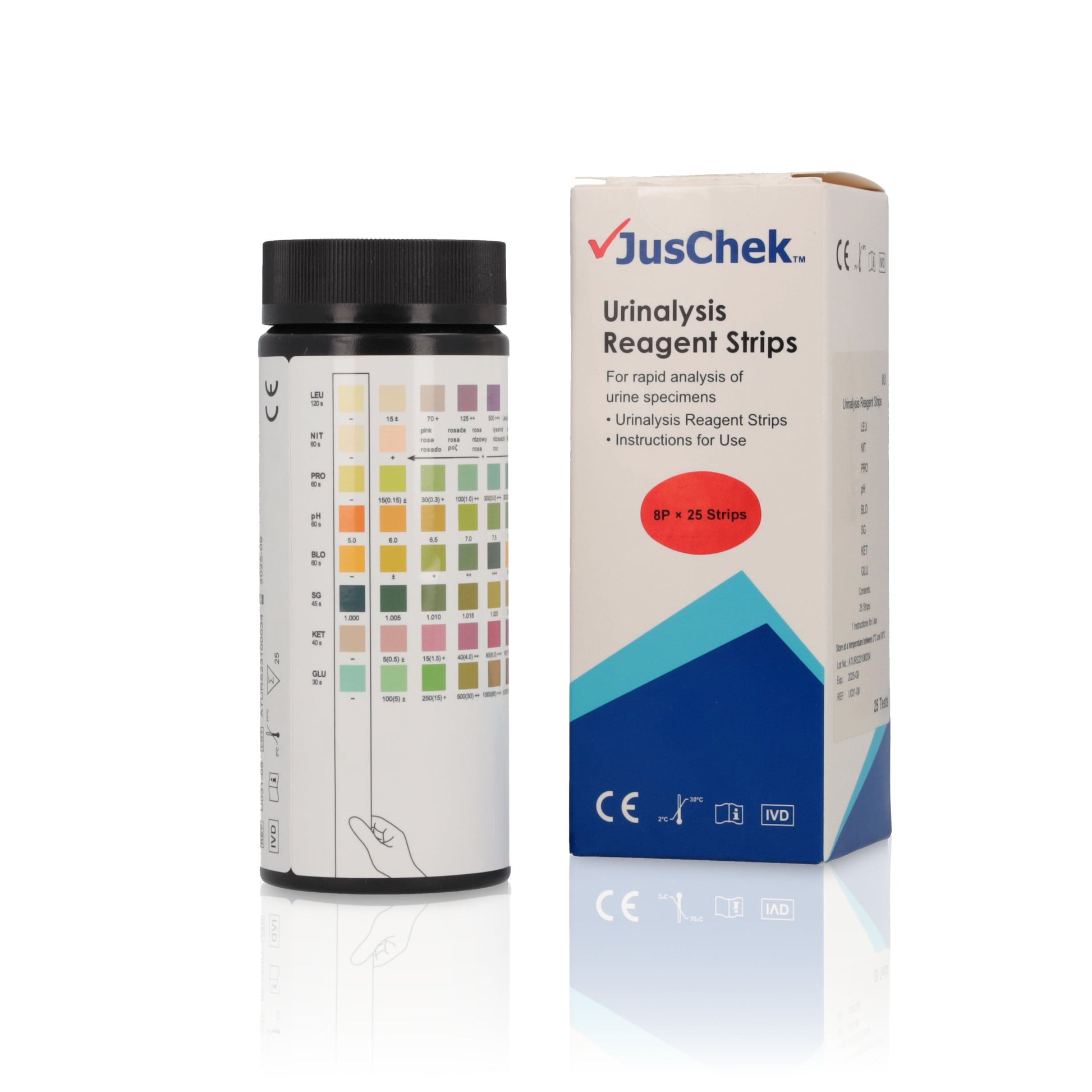 Juschek Urinalysis Strips - 8 Parameter (x25 Strips)