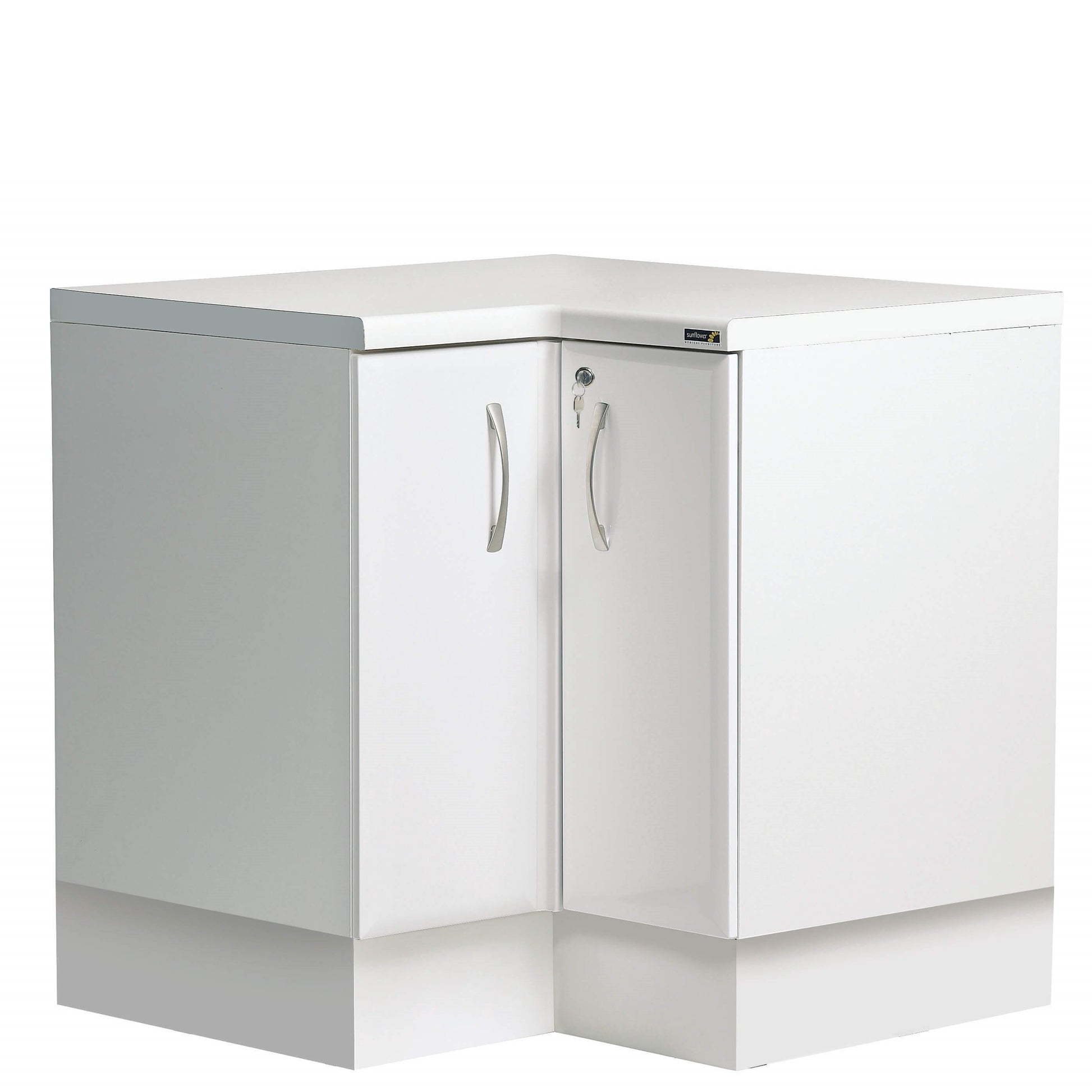 L-Shaped Corner Base Cabinet - White (High Gloss)