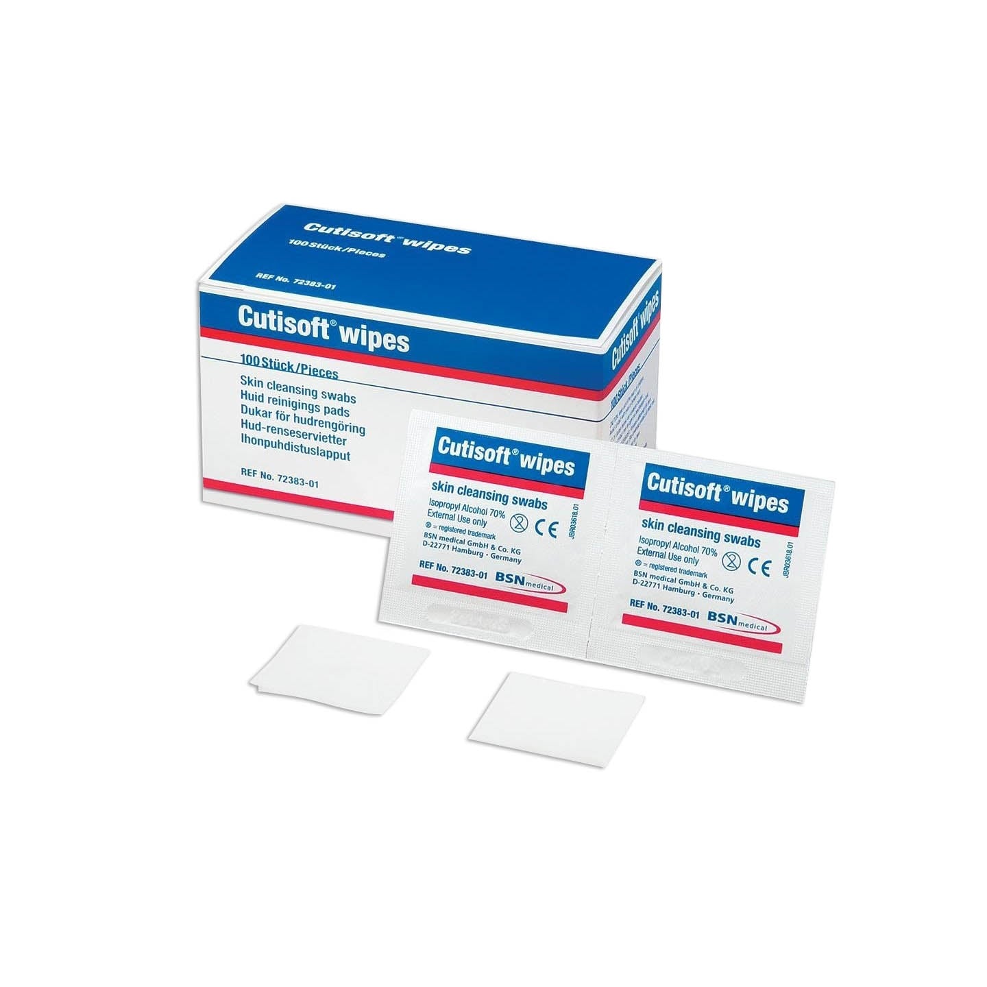 Leukoplast Cutisoft Wipes - Pre Injection Swabs 3cm x 3cm - Pack of 100