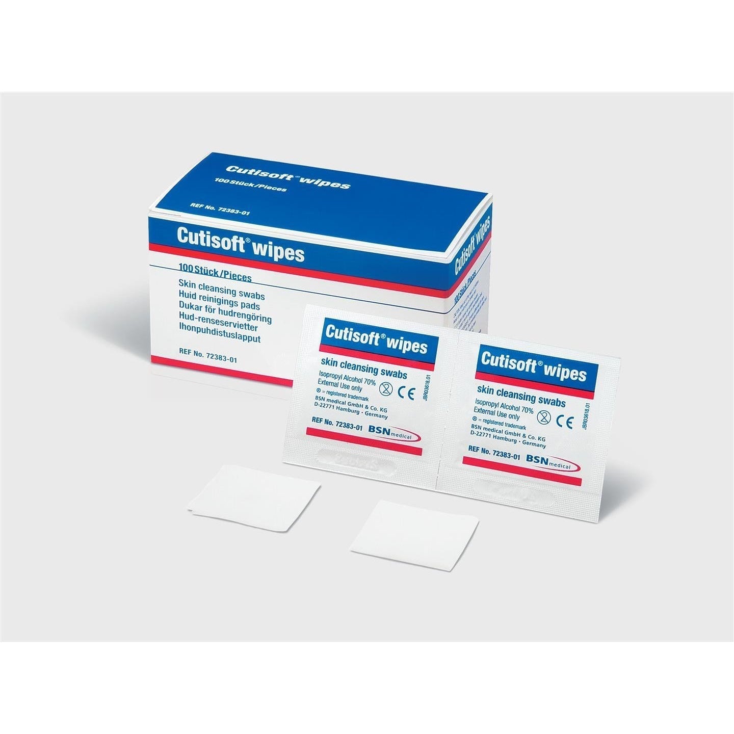 Leukoplast Cutisoft Wipes - Pre Injection Swabs 3cm x 3cm - Pack of 100