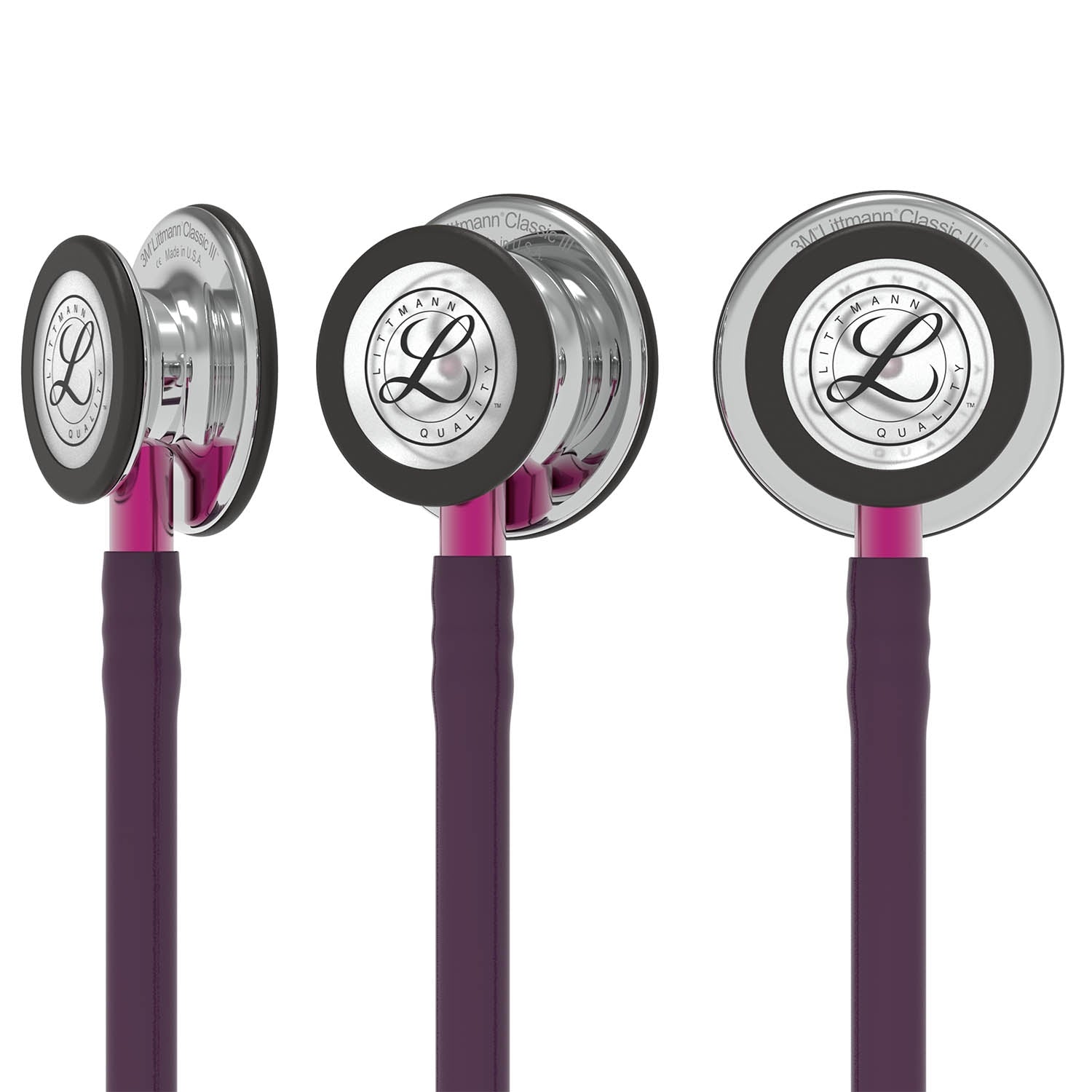 Littmann Classic III Monitoring Stethoscope: Mirror & Plum - Pink Stem 5960