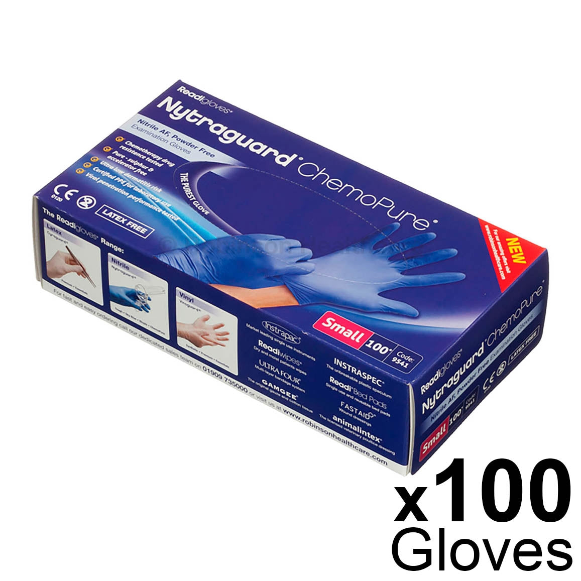 Nytraguard ChemoPure Nitrile Gloves Small x100 [CAT III PPE Certified]