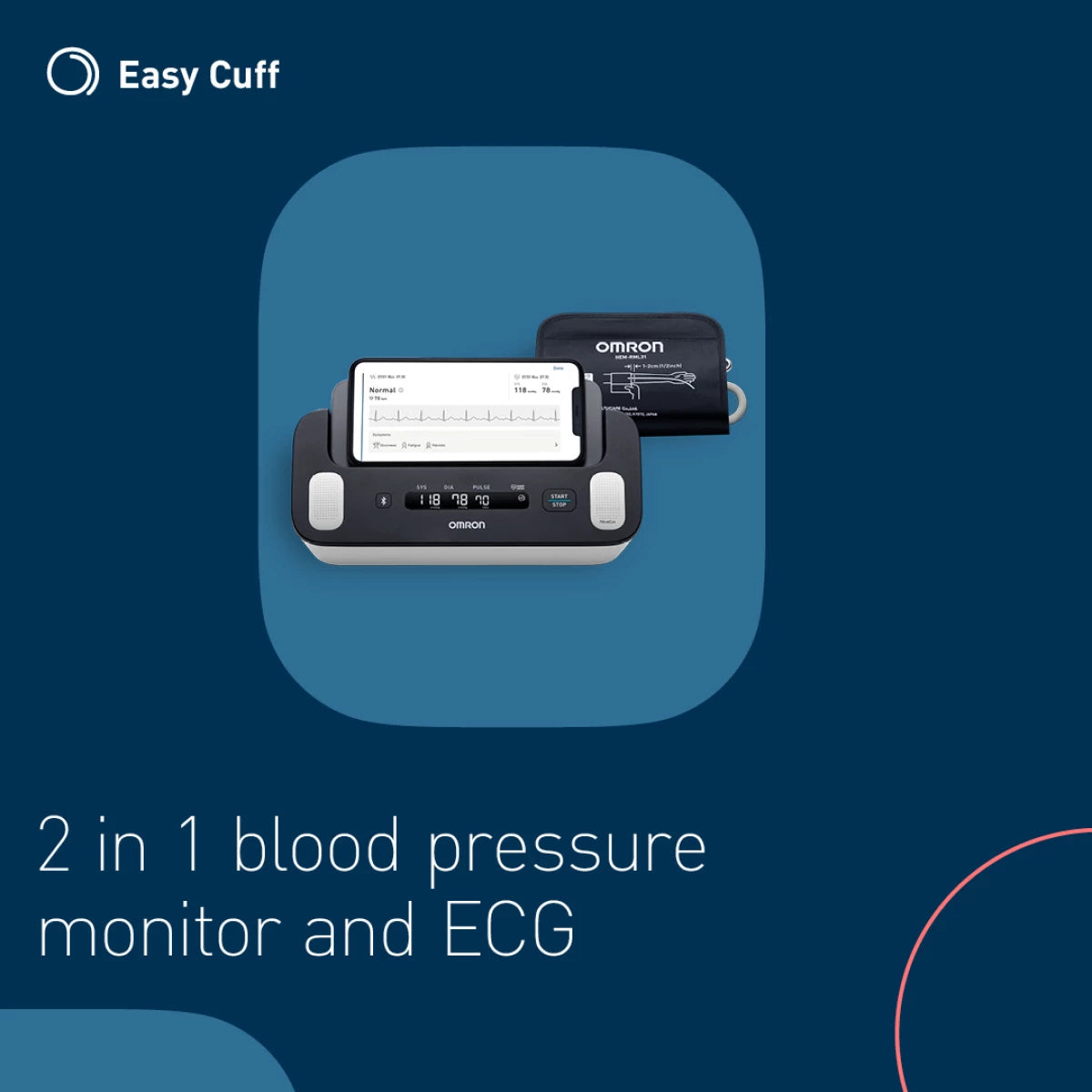 OMRON Complete Smart Home Blood Pressure Monitor and ECG for Hypertension Monitoring and AFib screening