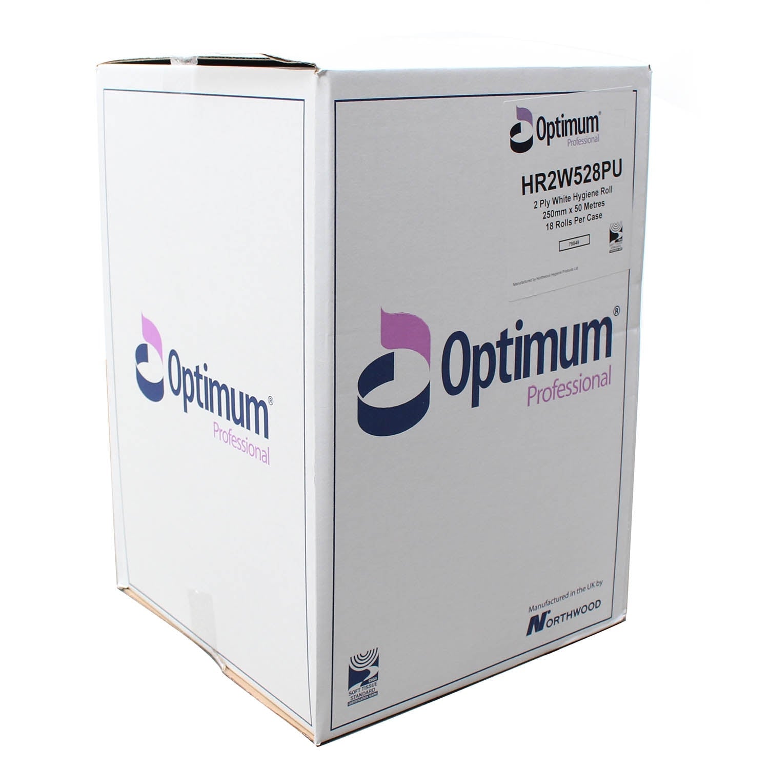 Optimum White Couch Roll 10" - 2ply - 50m x 250mm - Case of 18