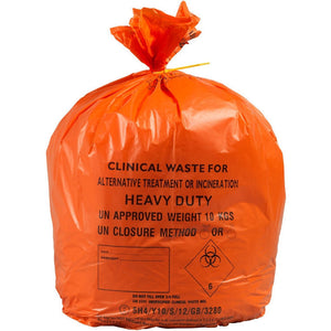 Orange Medium Duty Clinical Waste Bags - 90L Large - Roll of 25