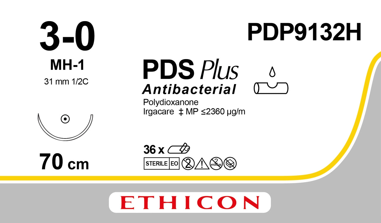 PDP9132H Antibacterial Suture Violet 3-0 70cm PDS Plus 31mm 1/2 Taperpoint