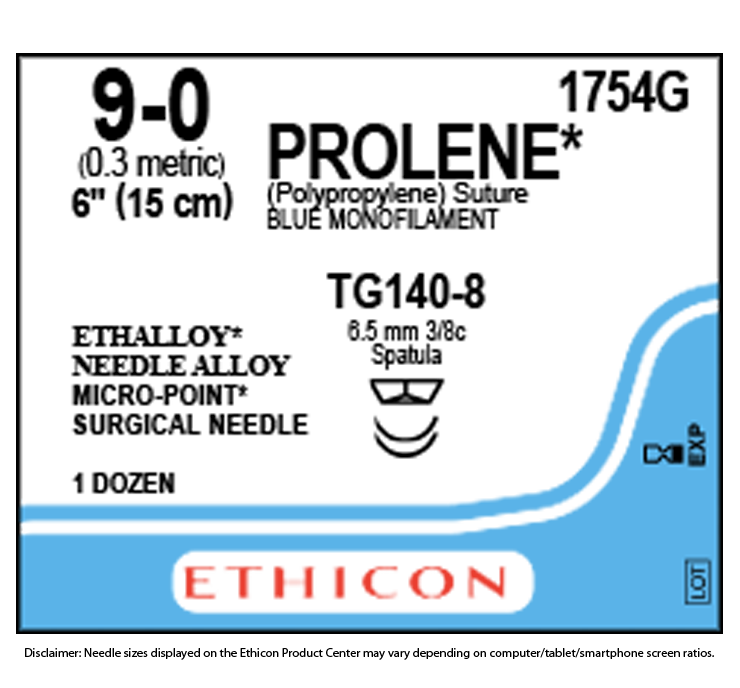 Prolene Suture Blue, 9-0 15cm, 2x Reverse Patula, 6.5mm, 3/8C - Box of 12