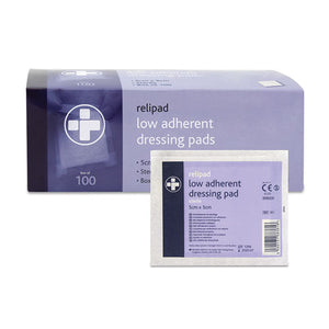 Relipad Low-Adherent Dressing Pads 5 x 5cm - Pack of 100