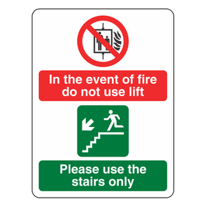 Use The Stairs Arrow Left Sign