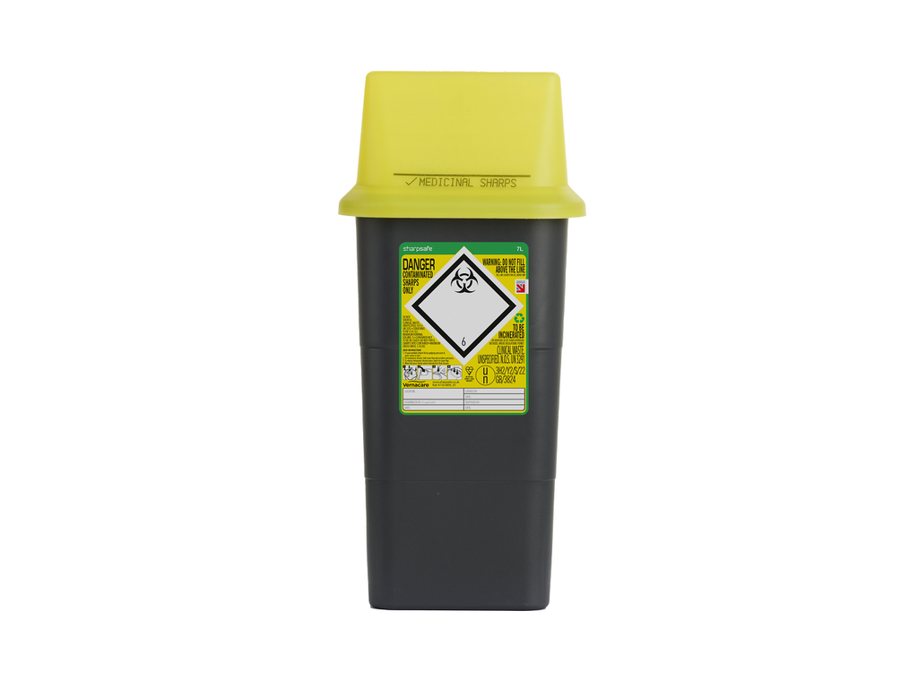 Sharpsafe® Grey Sharps Bin - Yellow Lid