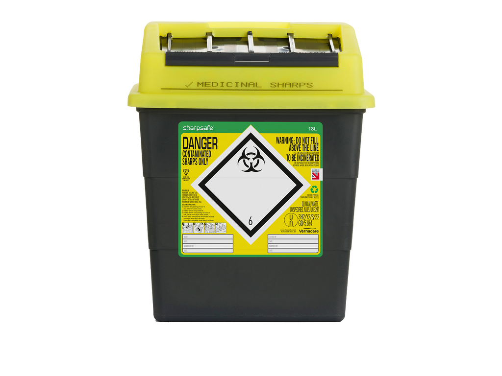 Sharpsafe® Grey Sharps Bin - Yellow Lid