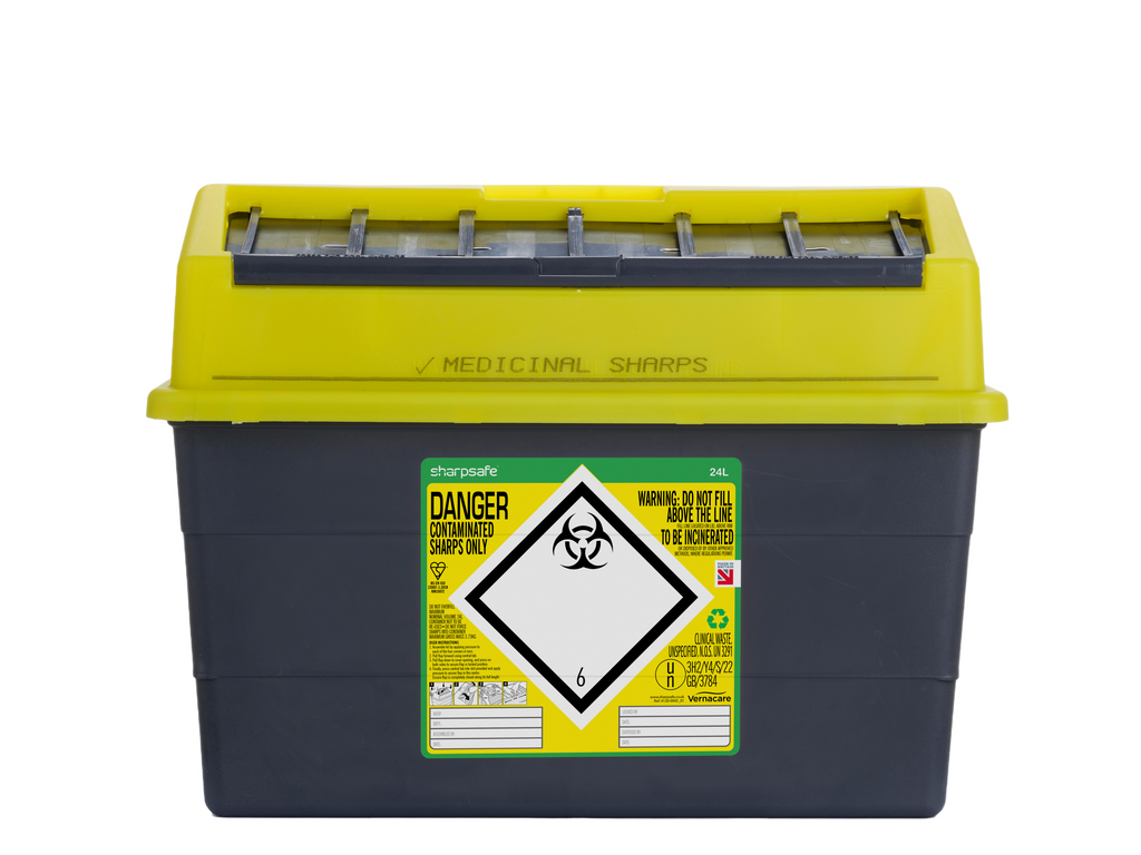 Sharpsafe® Grey Sharps Bin - Yellow Lid