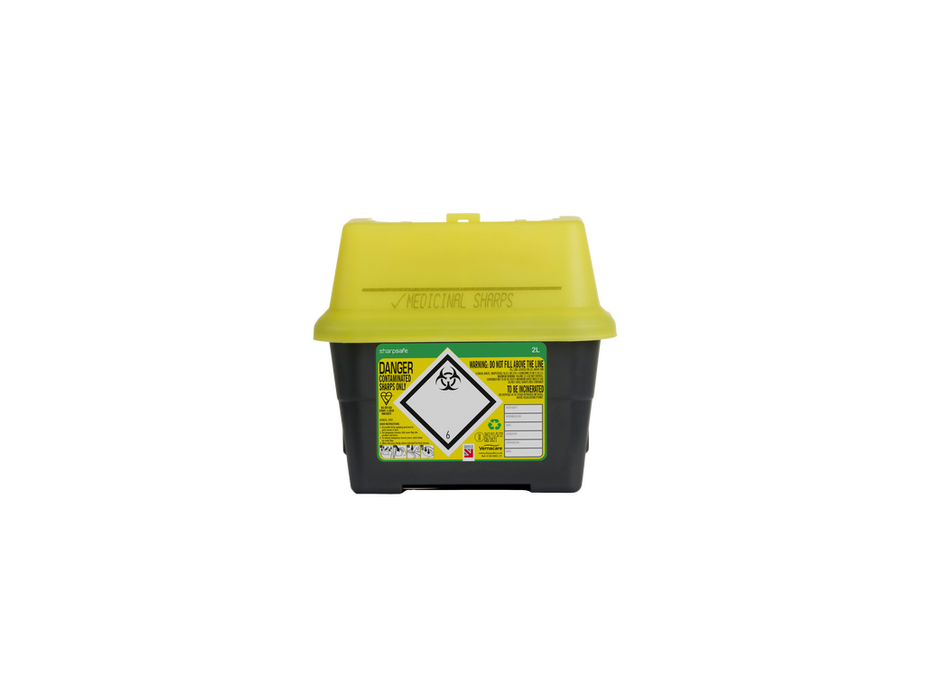 Sharpsafe® Grey Sharps Bin - Yellow Lid