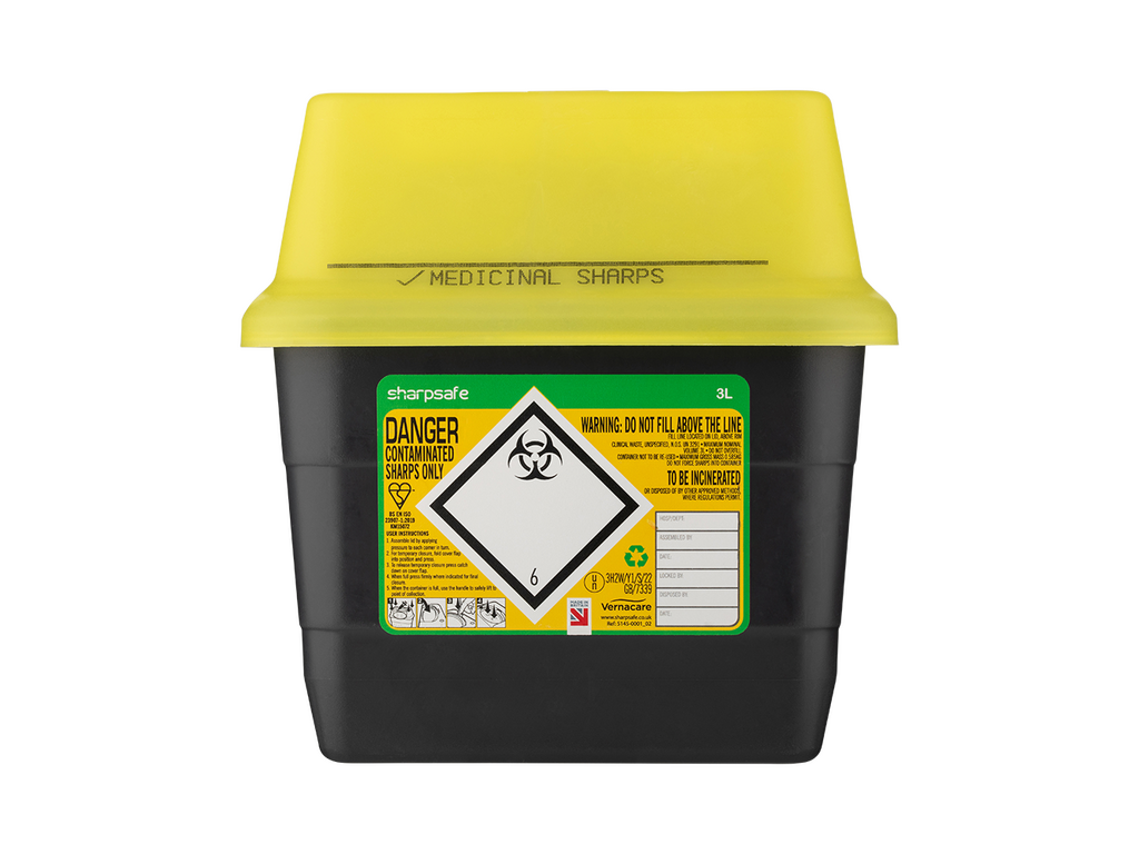 Sharpsafe® Grey Sharps Bin - Yellow Lid