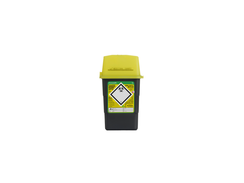 Sharpsafe® Grey Sharps Bin - Yellow Lid