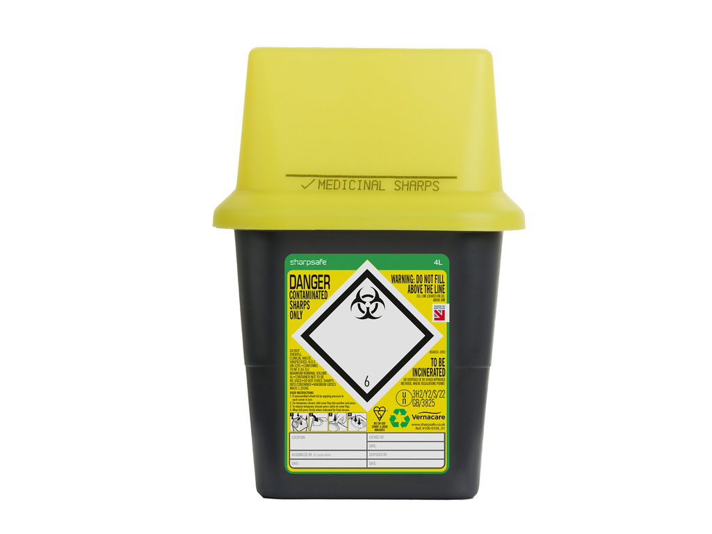 Sharpsafe® Grey Sharps Bin - Yellow Lid