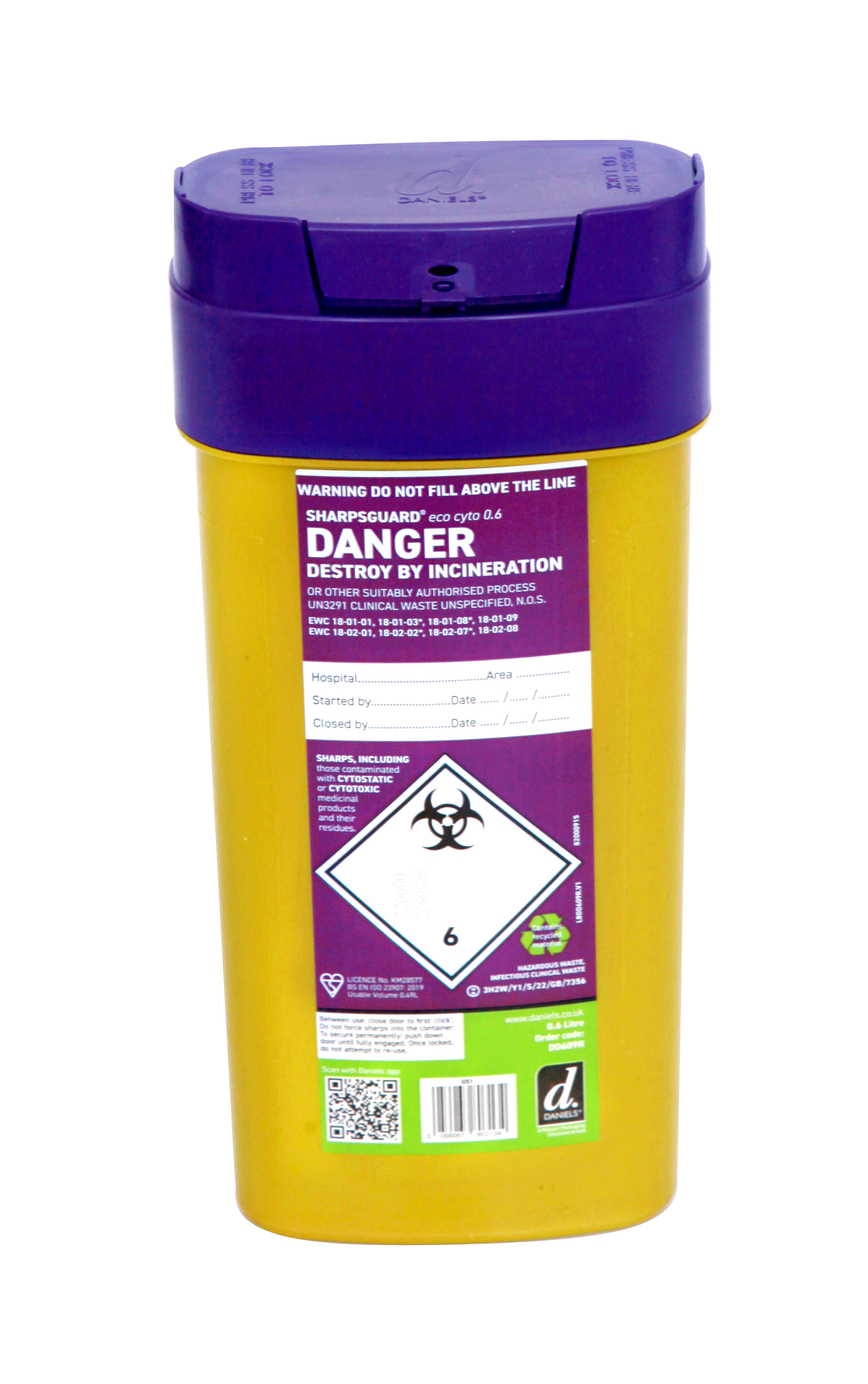 Sharpsguard Cyto 0.6 Litre Sharps Bin