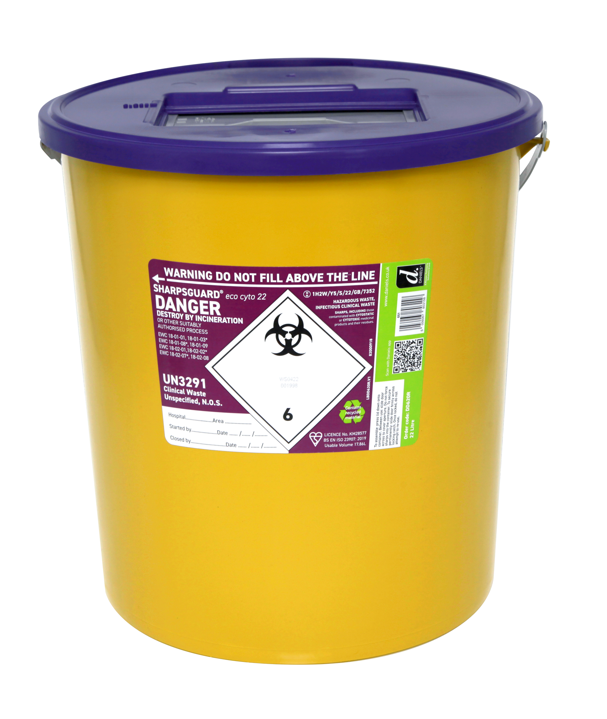 Sharpsguard Cyto 22 Litre Sharps Bin