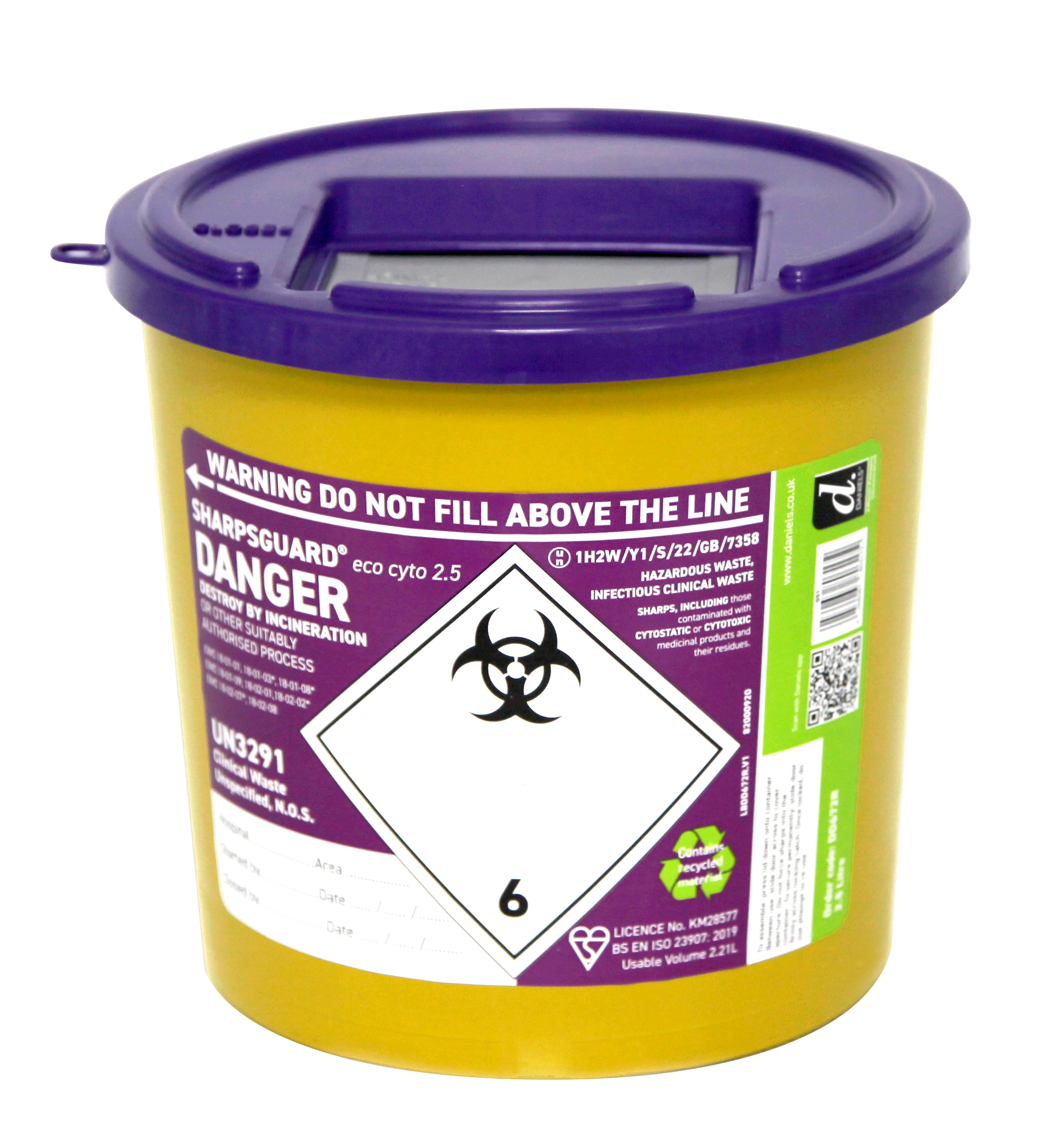 Sharpsguard Cyto 2.5 Litre Sharps Bin