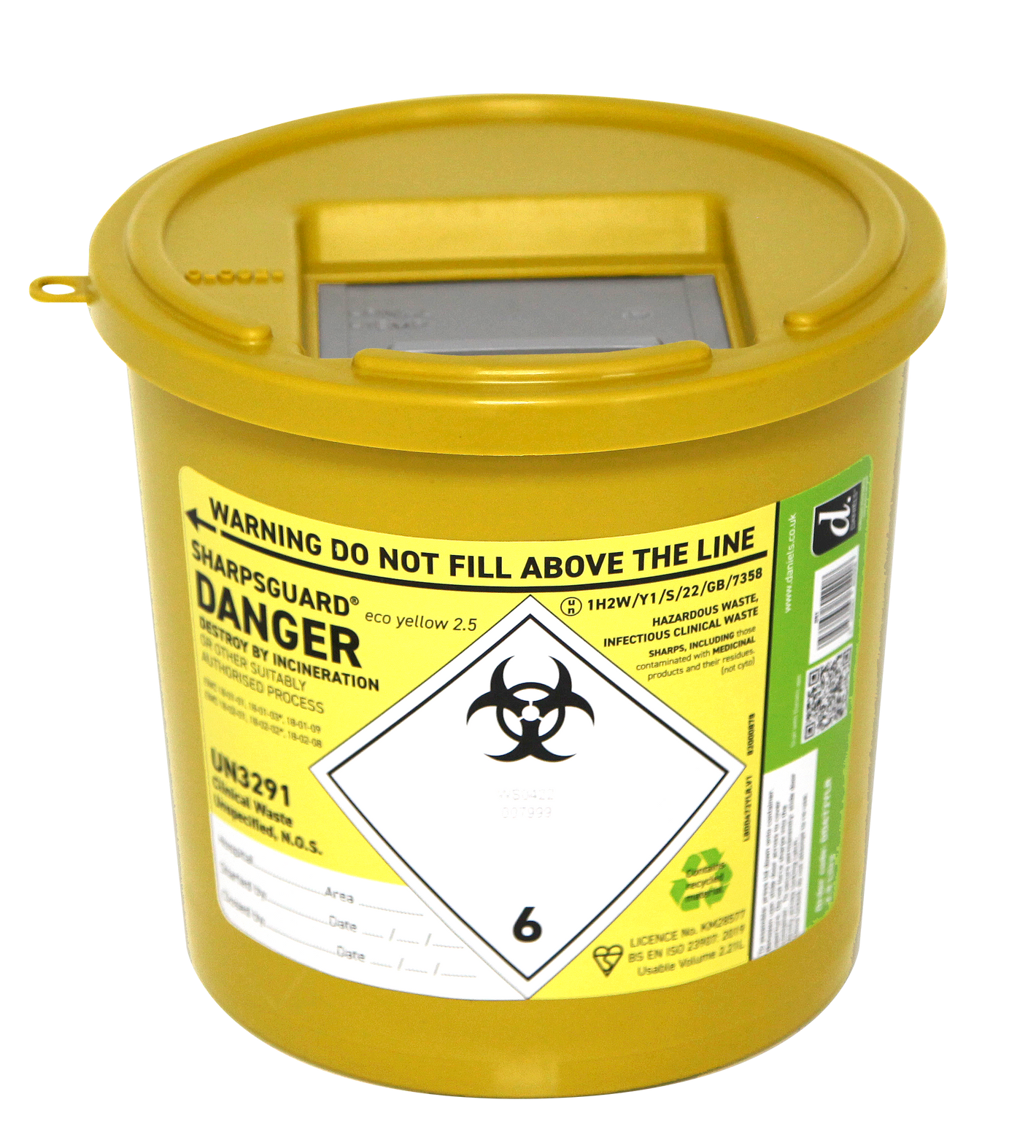 Sharpsguard Yellow 2.5 Ltr Sharps Bin