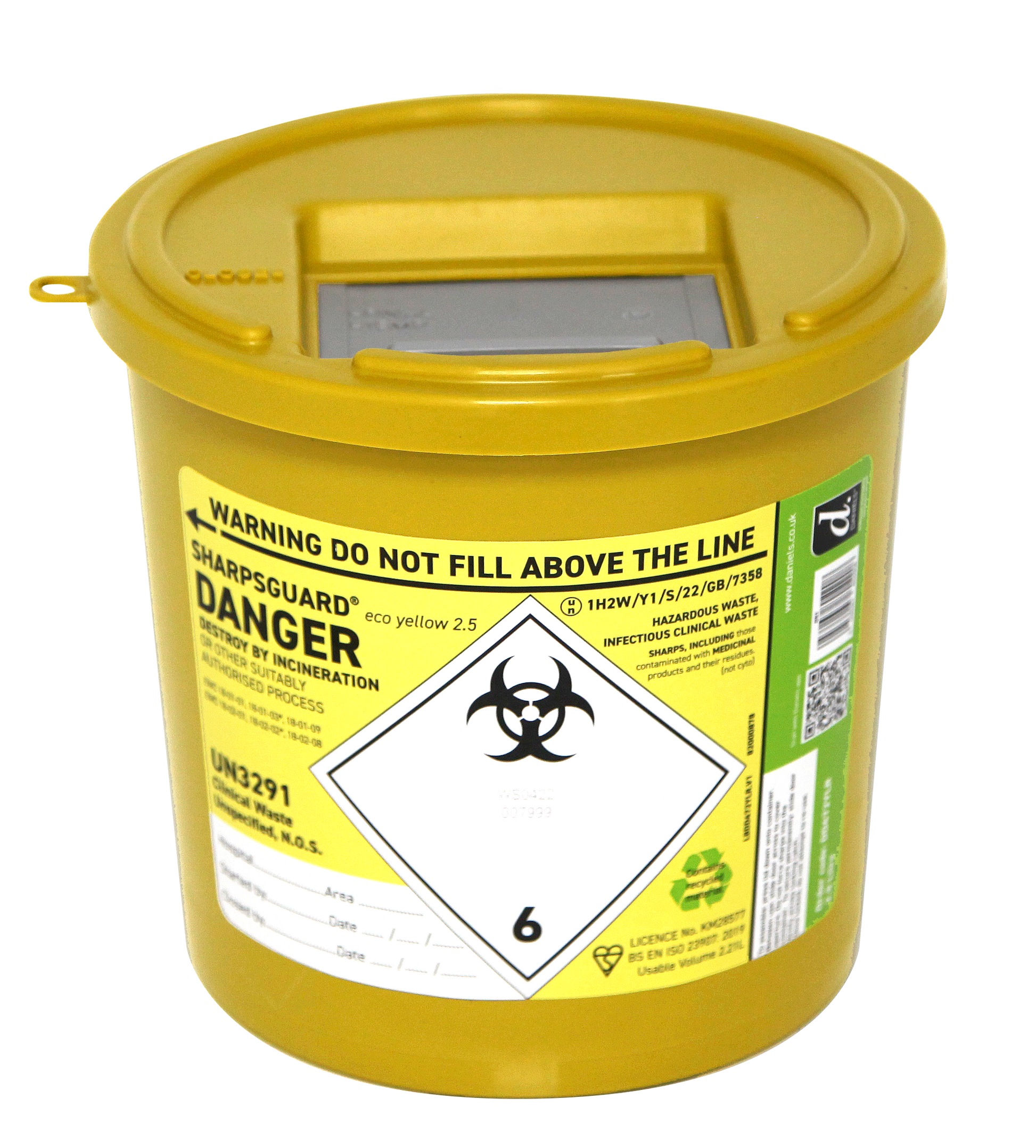 Sharpsguard Yellow 2.5 Ltr Sharps Bin