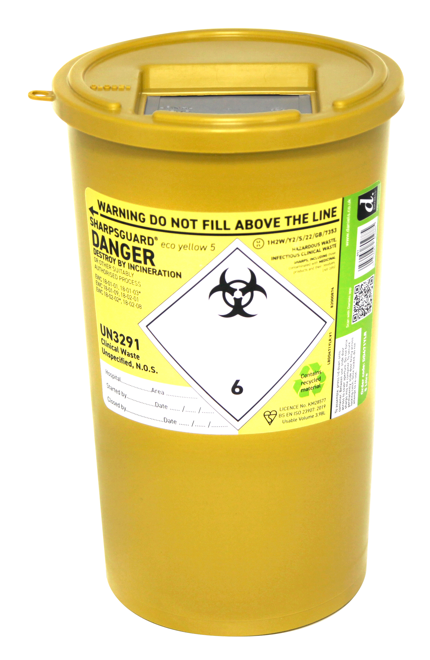 Sharpsguard Yellow 5 Ltr Sharps Bin