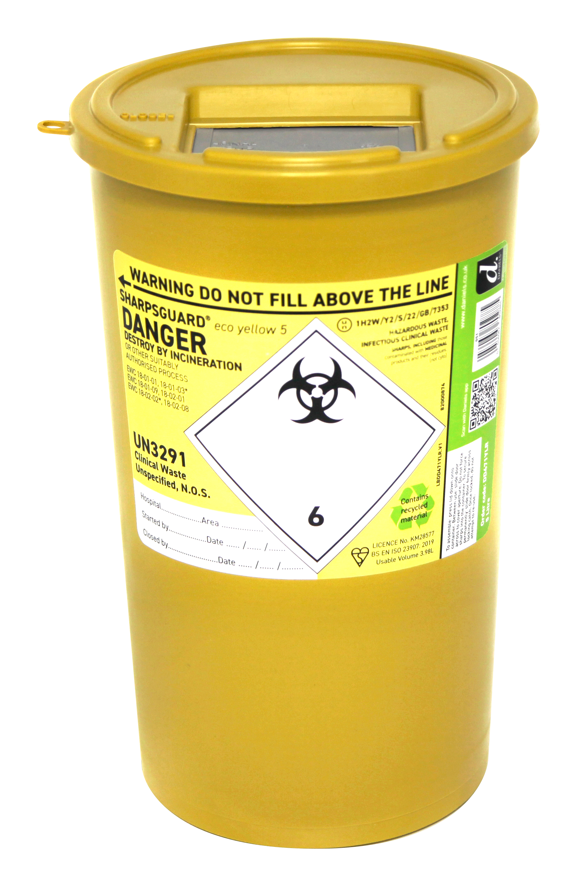 Sharpsguard Yellow 5 Ltr Sharps Bin